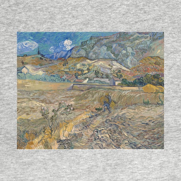 Landscape at Saint-Remy (Enclosed Field with Peasant) by Vincent van Gogh by Classic Art Stall